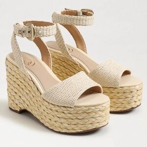 Sam Edelman Chunky Ivory Platform Espadrille Wedge Sandals 9.5